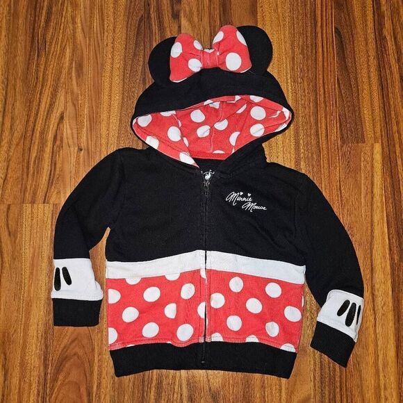 5 For $25 Disney Black White and Red Minnie Mouse Zipper Hoodie Baby Size 24M - Picture 1 of 4